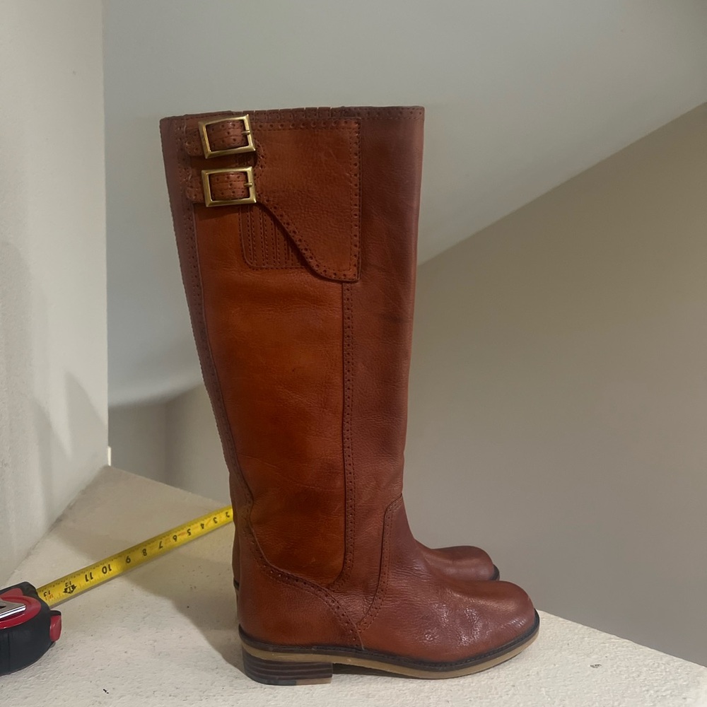 Flawed Lucky Brand  Women 8.5 Tall Brown Leather Riding‎ Boots  Read Description